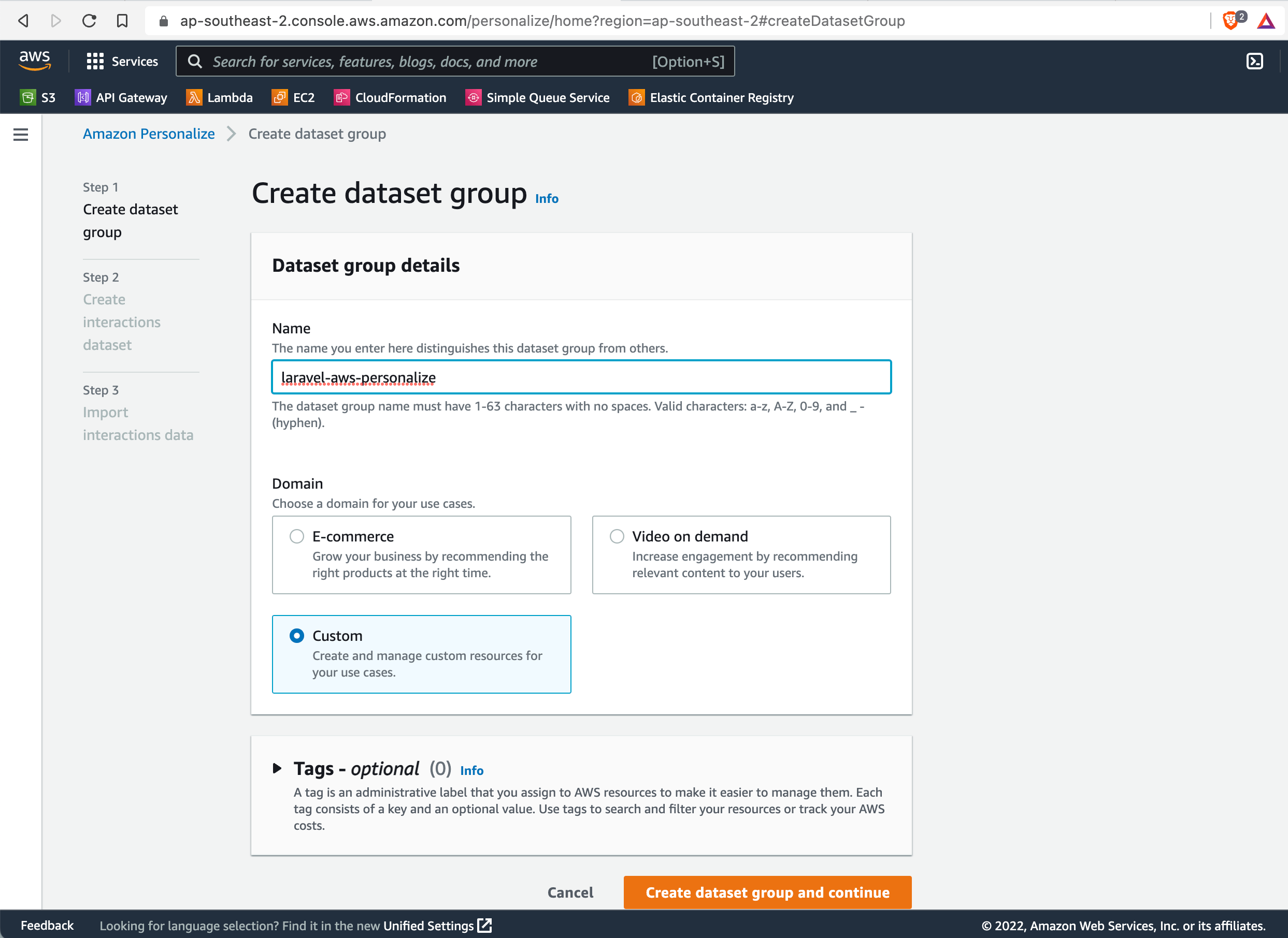 Setup AWS Personalize