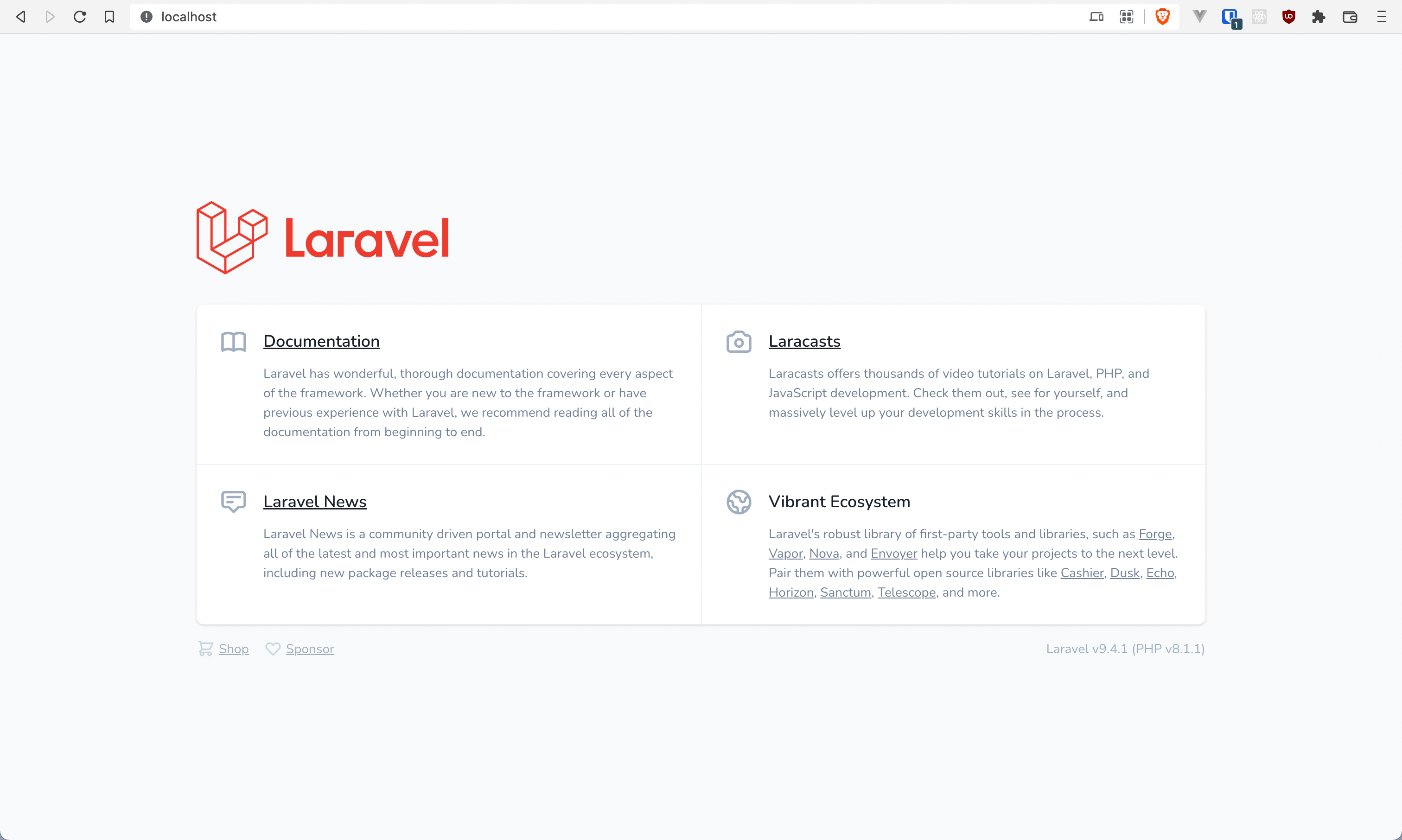 Laravel container is running