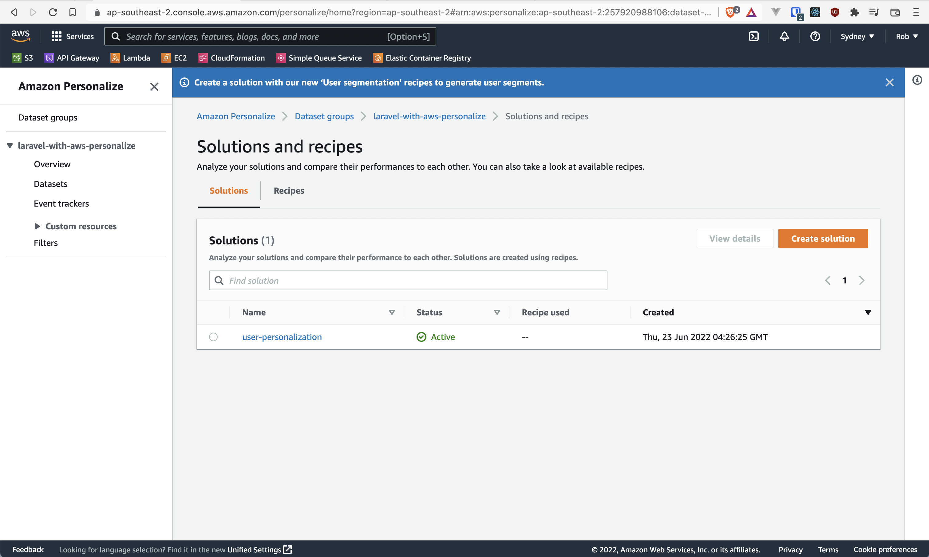 AWS Personalize Solution Overview